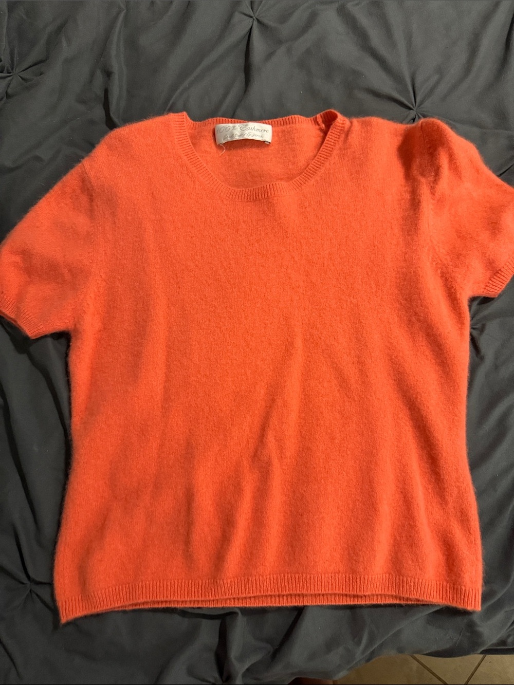 Short-Sleeve Crewneck Sweater in Bright Orange